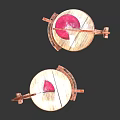 Traditional Brass Cheese Slicers With Round Plates And Pink Cheese Slices