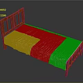 Wooden Bed Frame With Floral Pattern Bed Sheet And Classic Wooden Structure