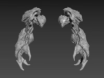 Symmetrical Biomorphic Game and Movie Character With Intricate Textures and Spikes 3d model