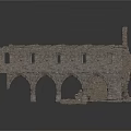 European Architecture Ruins With Stone Structure Arched Windows And Columns 3d model