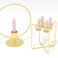 Golden Candle Holders With Circular Design And Square Structure For Home Decor
