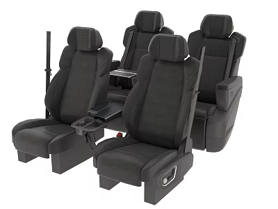 Black Adjustable Car Seats With Armrests Cup Holders And Comfortable Design 3d model