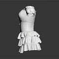 Elegant White Off The Shoulder Dress With Ruffled Sleeves Cinched Waist And Layered Skirt