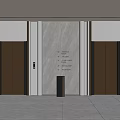 Modern Elevator Lobby With Golden Frame Doors And Marble Wall Design Features 3d model
