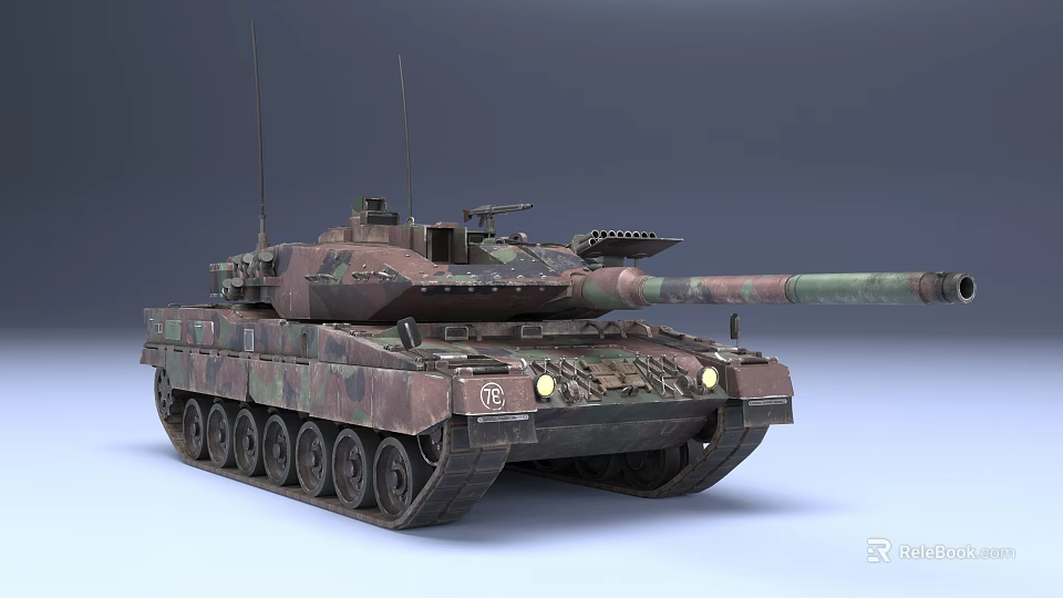 Camouflage Painted Military Tank Featuring Long Gun Barrel Metal Tracks And Armored Design 3d model 