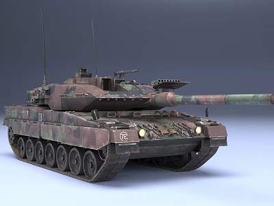 Camouflage Painted Military Tank Featuring Long Gun Barrel Metal Tracks And Armored Design 3d model
