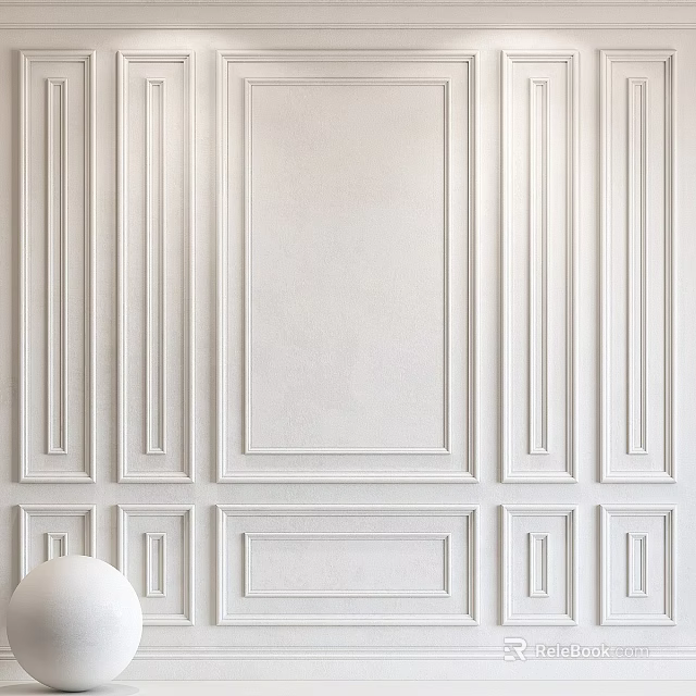 Modern White Interior Wall Decorative Panels With Elegant Molding Design 3d model 