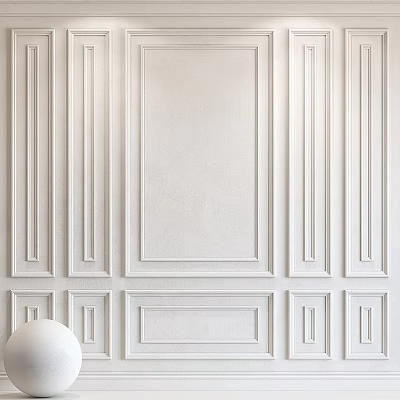 Modern White Interior Wall Decorative Panels With Elegant Molding Design 3d model