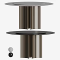 Modern Minimalist Dining Table Set With Cylindrical Metal Legs And Round Tabletop