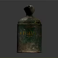 Vintage Rusty Green Metal Oil Can with Curved Handle and Spout for Daily Household Use
