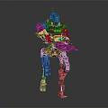 Futuristic Robot Character With Mechanical Armor And Combat Weapon Design 3d model