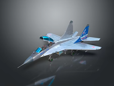 Silver Military Fighter Jet With Blue Tail Transparent Cockpit And Star Emblem 3d model