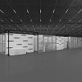 Public Office Space With Multiple Glass Partitioned Cubicles And Office Desks Chairs