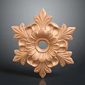 Golden Carved Flower Ornament With Intricate Petal Design And Center Hole