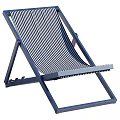 Foldable Lounge Chair With Blue Frame And Blue White Striped Fabric Design