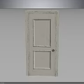 Classic White Panel Door With Wooden Frame And Simple Doorknob Feature Design 3d model