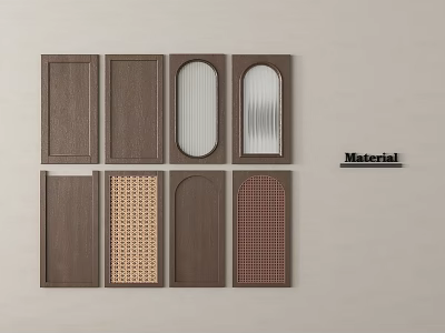 Brown Cabinet Door Panels With Arched Grid And Striped Textured Designs 3d model