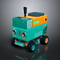 Turquoise And Orange Toy Car Design With Blue Seat Stripe Details And Black Wheels
