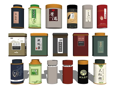 Colorful Tea Storage Jars With Various Designs For Daily Home Use Necessities 3d model