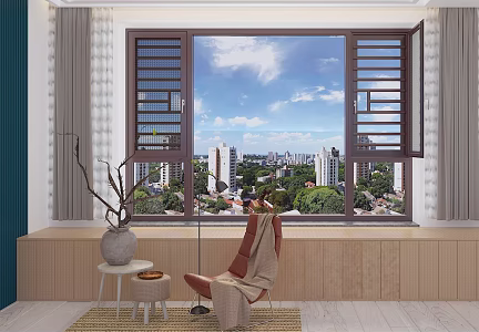 Modern casement window 3d model