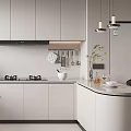 Modern Kitchen Interior Design With White Cabinets Island Counter And Appliances