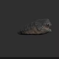 Gray Mythical Creature With Sharp Teeth Open Mouth And Elongated Body