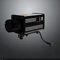 Vintage Projector Equipment With Colorful Stripes Black Lens And Metal Support Stand