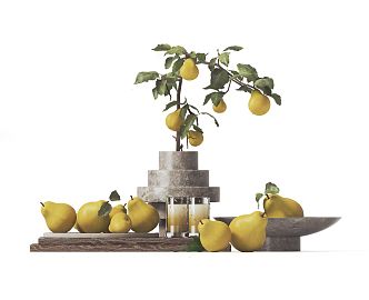 Modern fruit pear ornaments combination 3d model