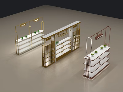Supermarket Department Store Modern Shelving Display With Metal Frame And White Product Shelves 3d model
