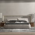 Quiet Double Bedside Table Chandelier Desk 3d model