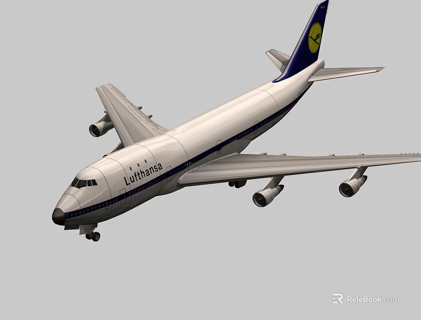 Lufthansa Passenger Airplane With White Fuselage And Blue Yellow Tail In Flight 3d model 