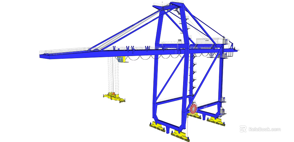 Blue Heavy Duty Industrial Gantry Crane With Metal Frame Support Legs And Lifting Mechanism 3d model 