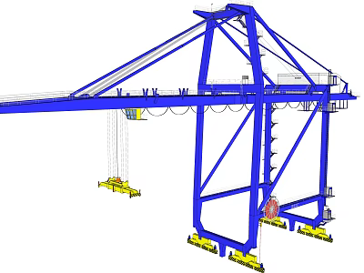 Blue Heavy Duty Industrial Gantry Crane With Metal Frame Support Legs And Lifting Mechanism 3d model