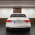 Elegant Garage Interior With White Audi Car And Wooden Wall Design