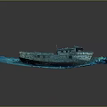 Old Sunken Ship As Water Transport In Blue Underwater Coral Reef Environment