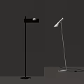 Modern Black And White Floor Lamps With Square Shade Tilted Head And Warm Light