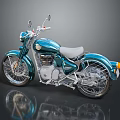 Elegant Teal Retro Motorcycle With Chrome Accents And Classic Spoke Wheels