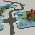 Outdoor Playground Equipment With Colorful Slides Climbing Tower And Green Slide