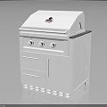 White Outdoor Grill With Control Knobs Drawers And Cabinet Doors For Home Use