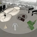 Sofa coffee table combination 3d model