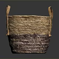 Two Tone Woven Household Storage Basket With Sturdy Handles And Natural Design