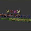 Two Spiked Clubs With Sharp Spikes And Four Throwing Stars Combat Weapons