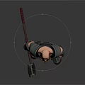 Armored Bearded Dwarf Warrior 3D Fantasy Game Character Holding Axe With Medieval Armor