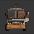 Rusty Old Utility Truck With Circular Roof Structure And Front Yellow Black Plow Blade