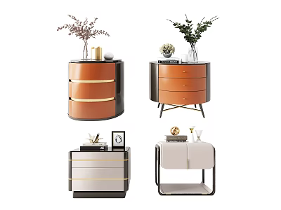 Modern bedside table decoration 3d model