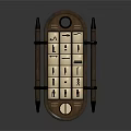 Building Blocks Designed Control Panel Featuring Circular Ends Brown Beige Icon Panels And Spiked Sides