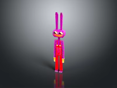 Colorful 3D Rabbit Character With Long Pink Ears Red Pants And Yellow Limbs 3d model