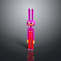 Colorful 3D Rabbit Character With Long Pink Ears Red Pants And Yellow Limbs