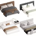 Modern Double Bed Designs With Various Colored Headboards Bed Sheets And Nightstands 3d model