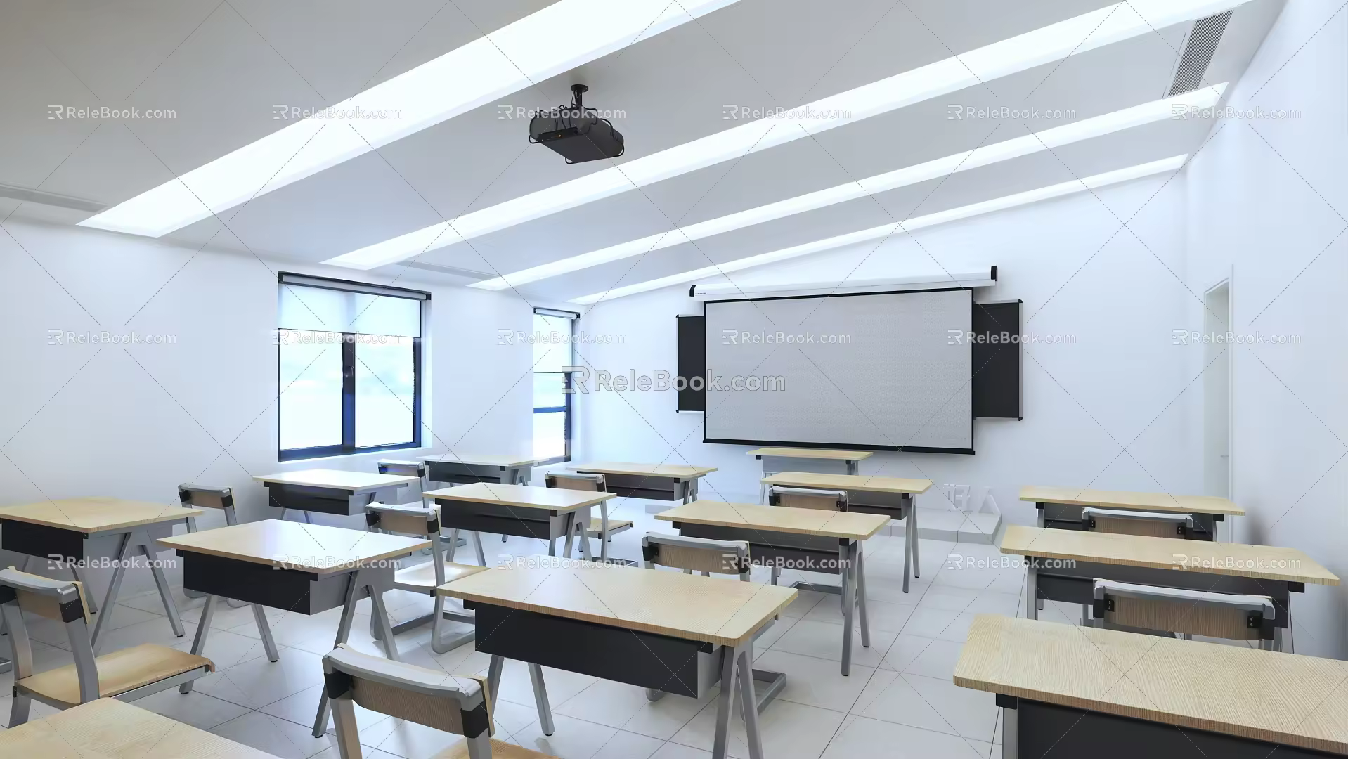 modern classroom 3d model
